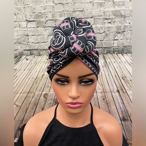 Pink black knotted hair head turban NEW
